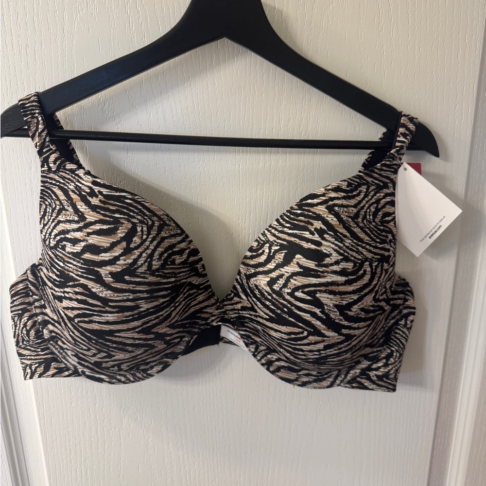 Avenue Black and Tan Zebra Pattern Bra